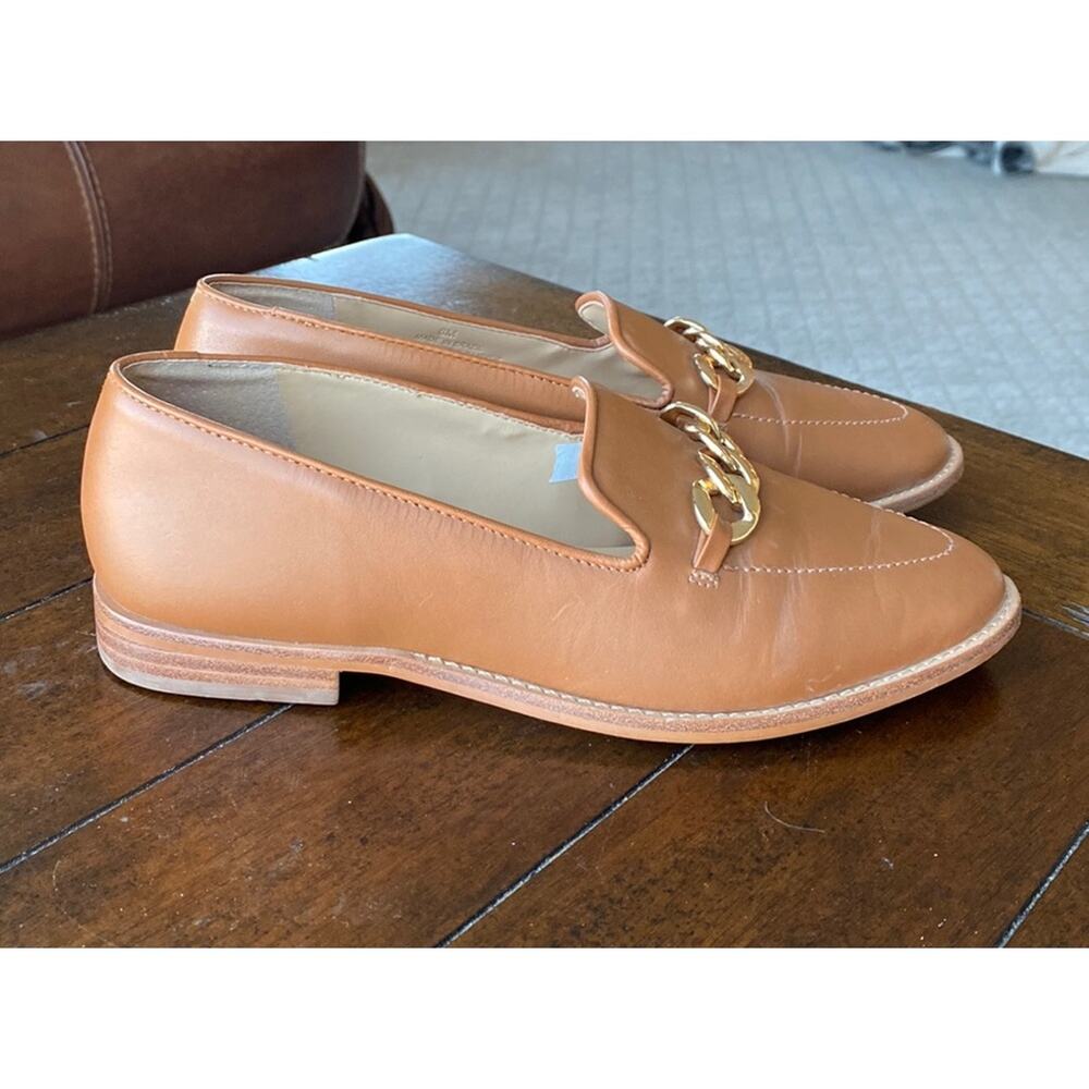 Talbots Leighton Chainlink Nappa Loafers Havana Tan size 8 leather